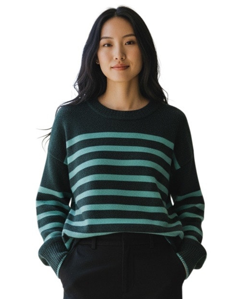 Addison Bay Carlyle Crew Neck Green Pullover Size S